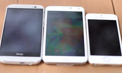 Смартфоны HTC One, Galaxy S5 и iPhone 5s