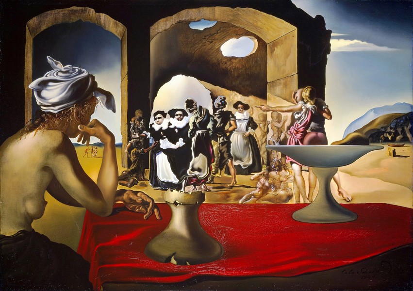 Slave market with apparition of the invisible bust of Voltaire 1940 oil on canvas 46.4 x 55.2 cm The Salvador Dalí Museum, St Petersburg, Florida